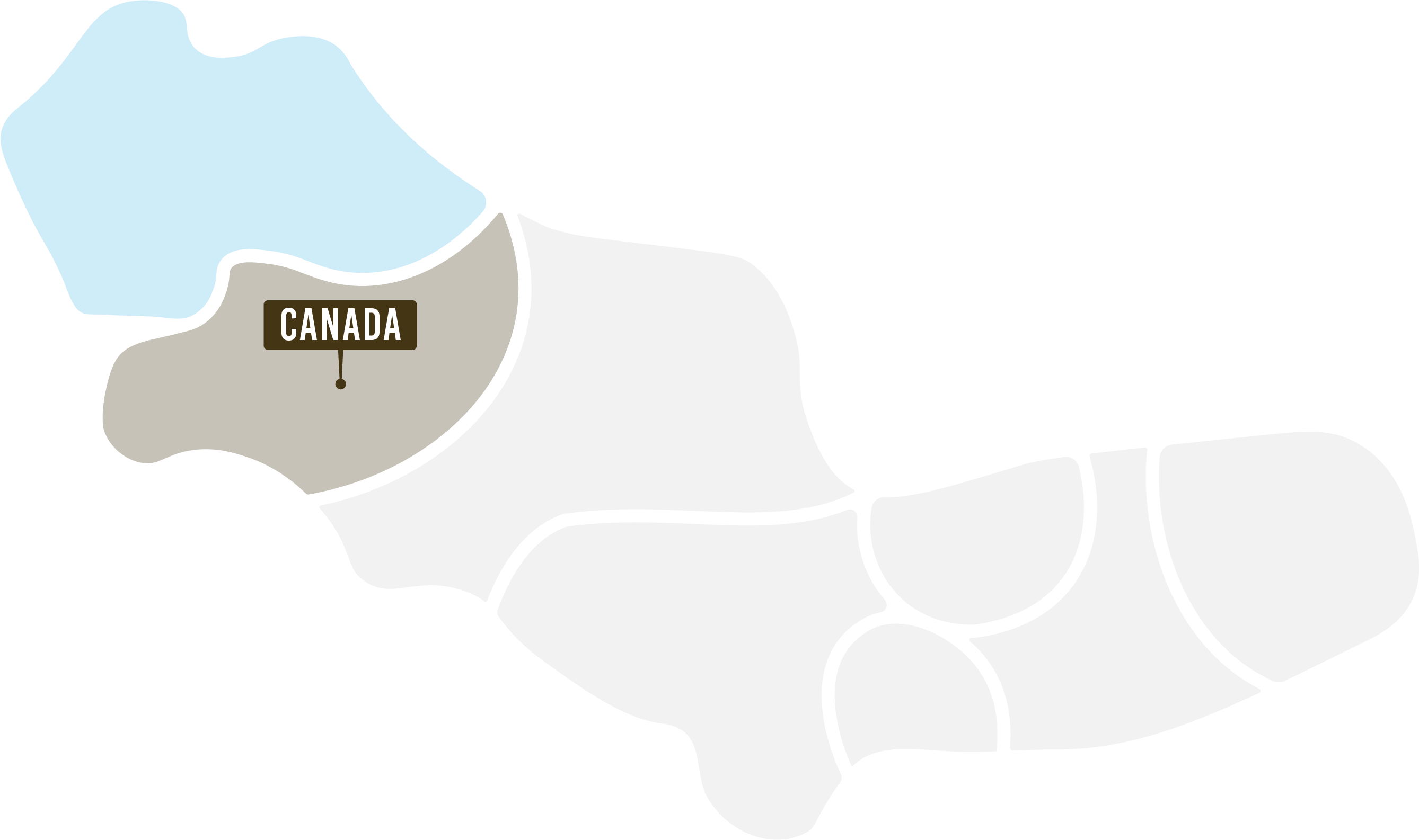 Kaart met de ligging van Canada.
