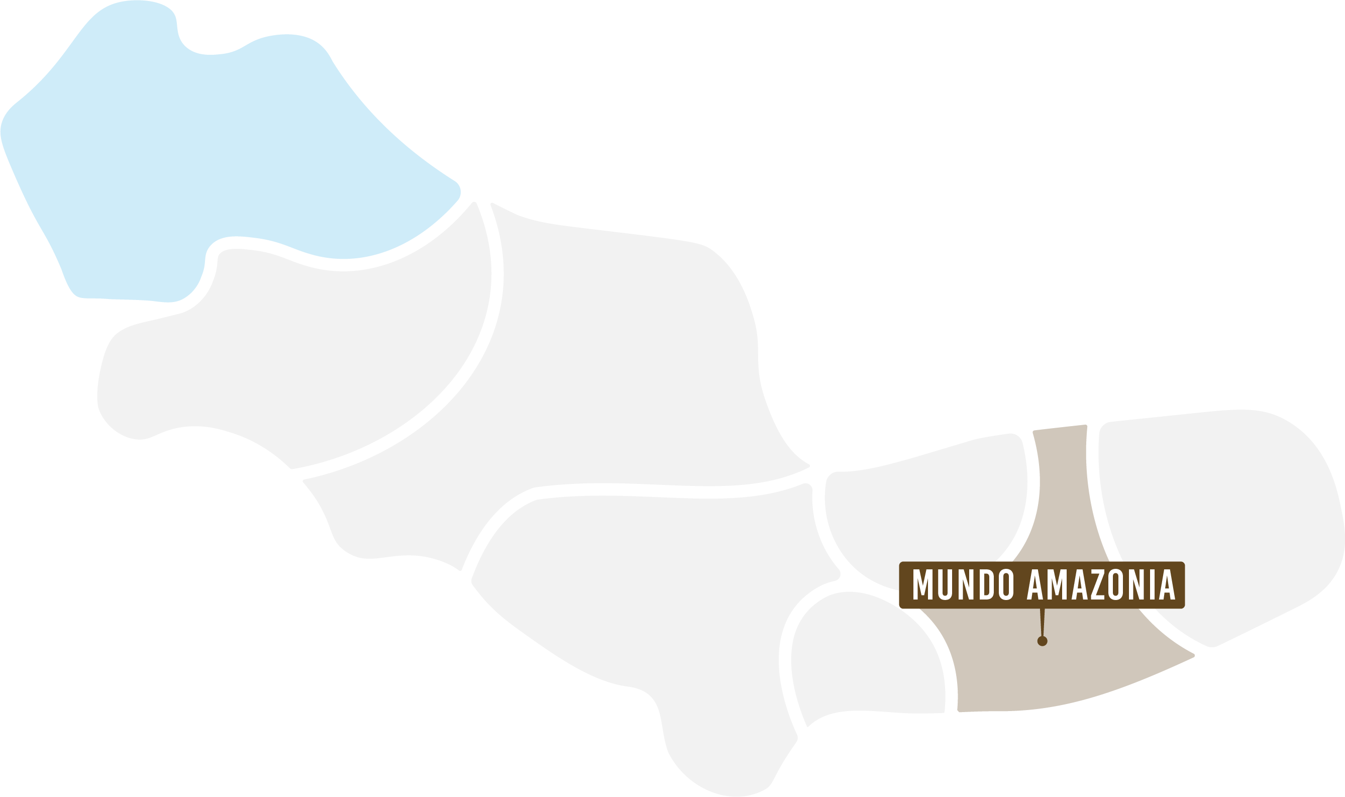 Kaart met de ligging van Mundo Amazonia.