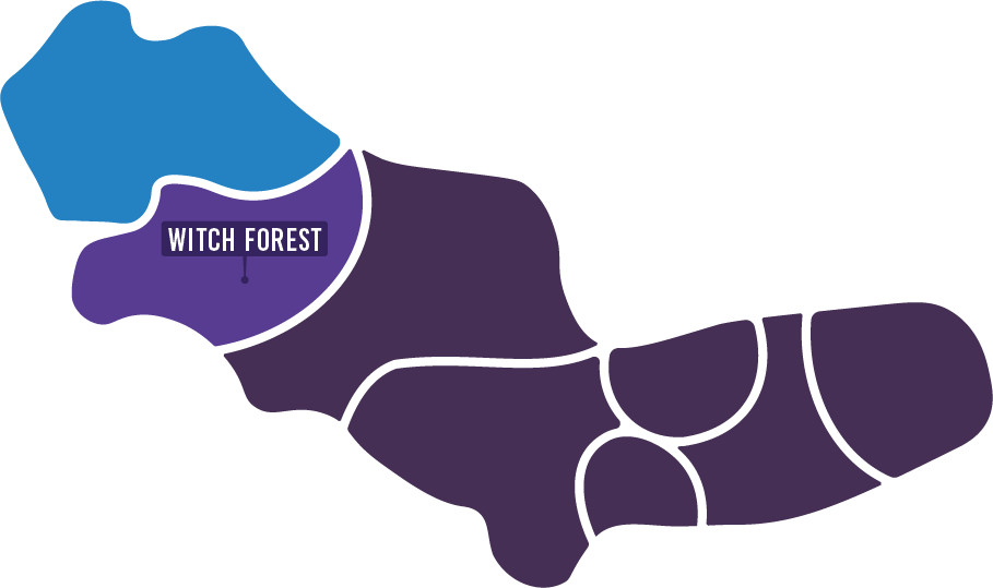 Kaart met de ligging van Witch Forest.