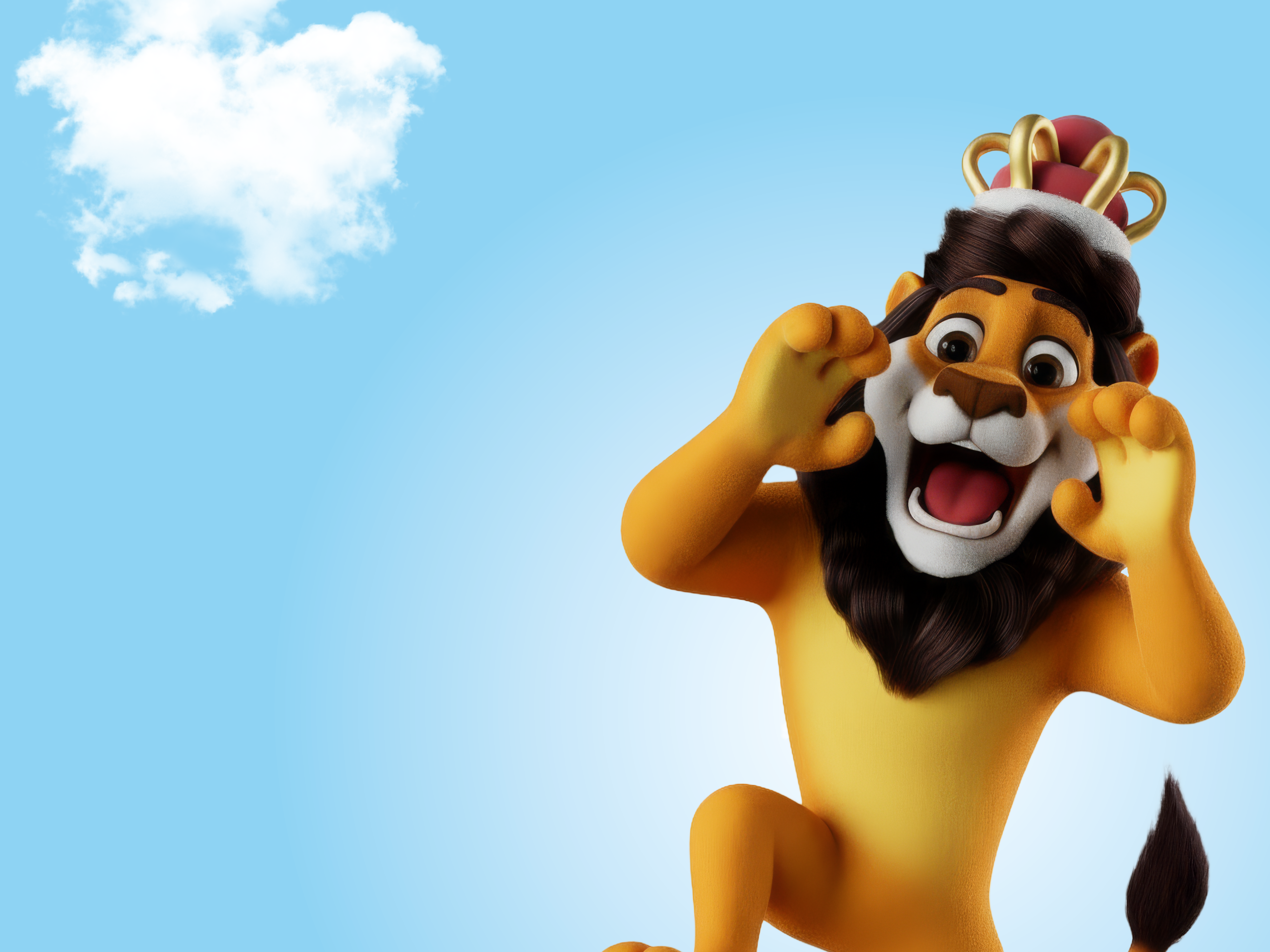 Koning Leeuw brult in de wolken.