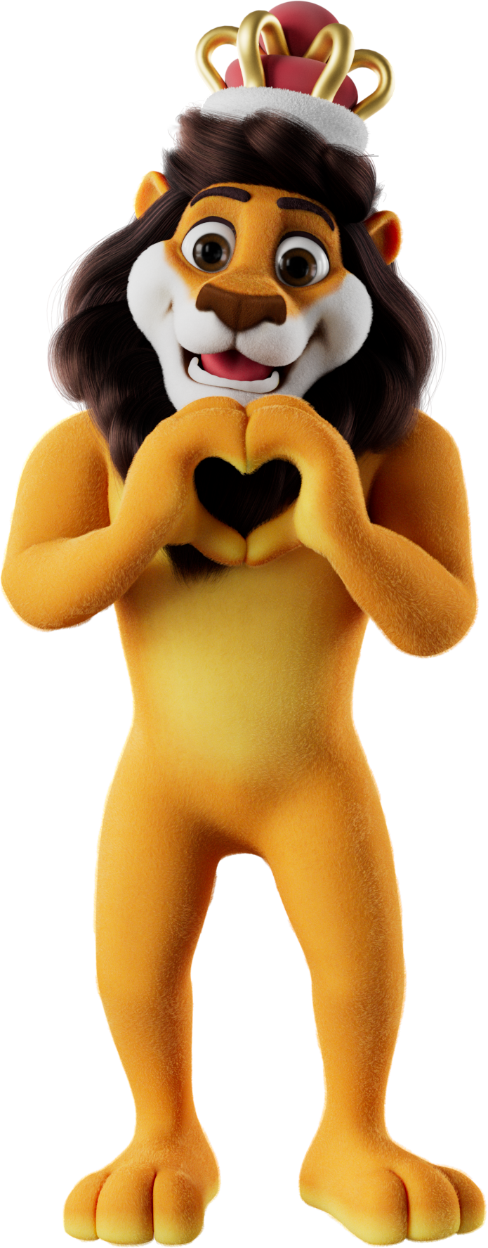 Koning Leeuw maakt een hart met zijn poten.